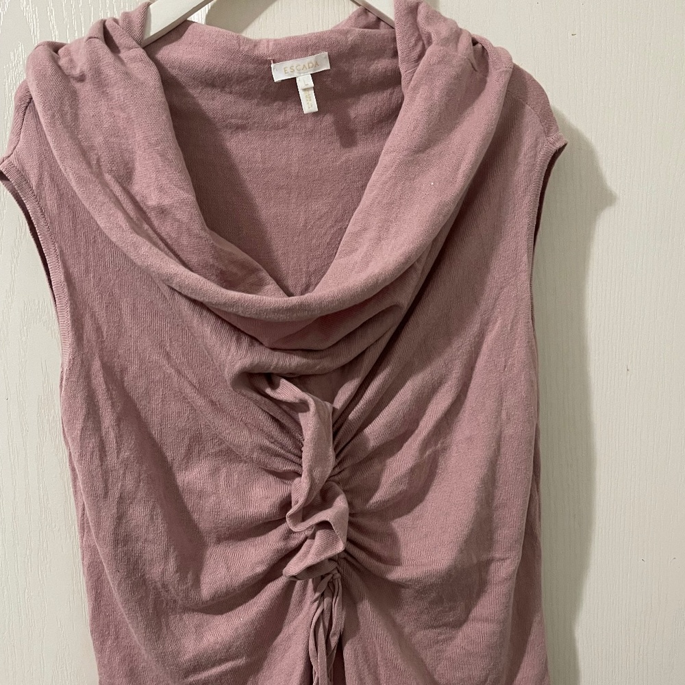 Escada Pink Sleeveless Ruched Blouse